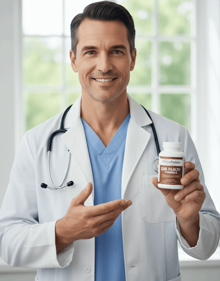 Image of a doctor recommending PillowPotion EarHealth Formula 